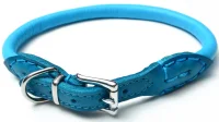 Timely rundsyet læderhalsbånd blå 45 cm - skånsom komfort til mellemstore hunde