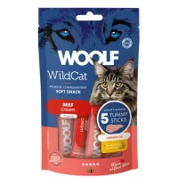 Woolf Wildcat Cream 5 stk - Lækker cremet snack med oksekød og rejeolie til katte
