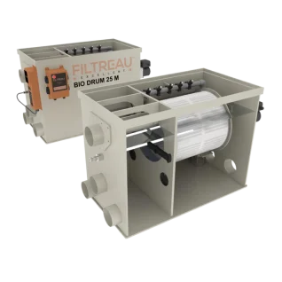 Tromlefilter-til-havedam---Krystalklart-vand-med-automatisk-filtrering